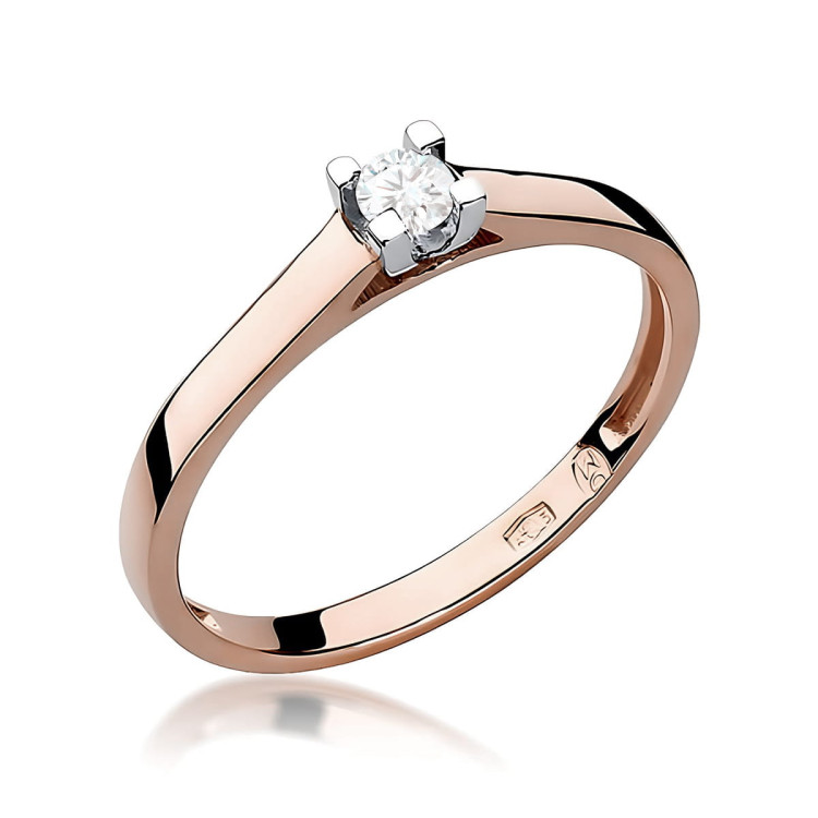 Pierścionek W0221 Diament 0,10ct różowe złoto