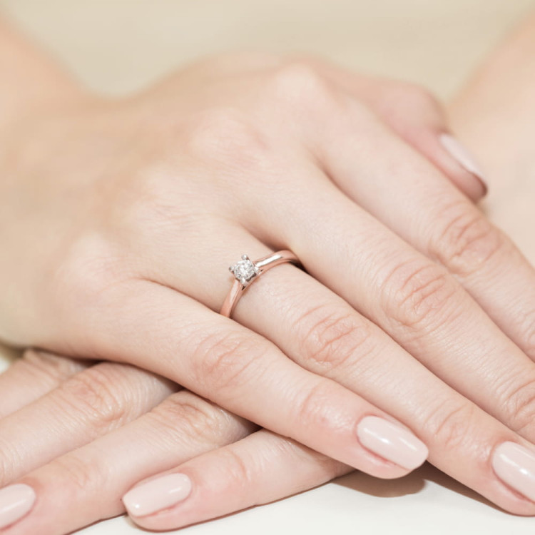 Pierścionek W0221B Diament 0,25ct różowe złoto