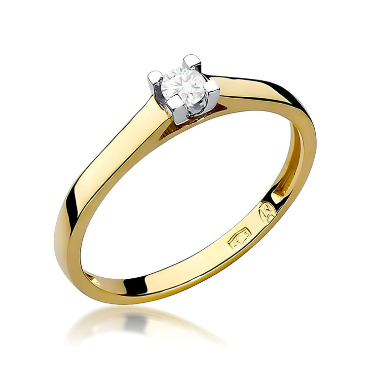 Pierścionek W0221 Diament 0,08ct żółte złoto