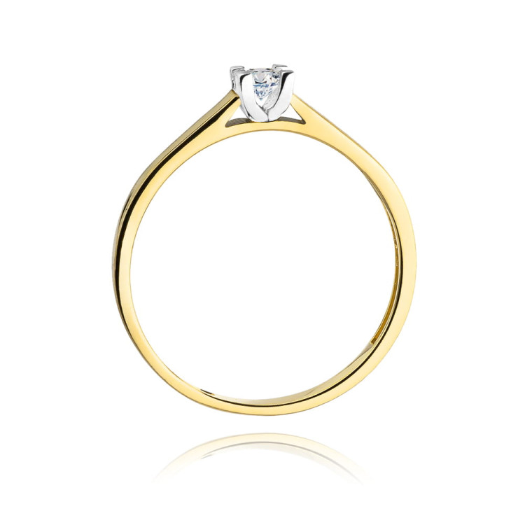 Pierścionek W0221 Diament 0,10ct żółte złoto