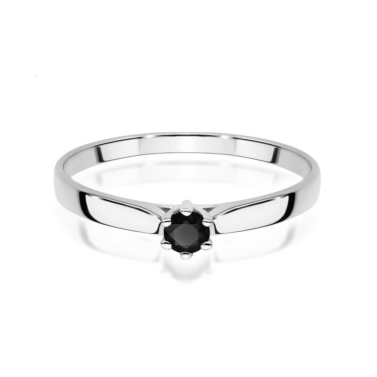 Pierścionek z białego złota z czarnym diamentem - próba 585 0,12CT w0222.B3.DIB.02