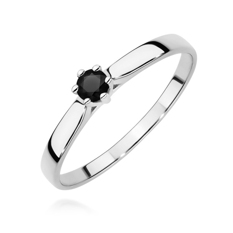 Pierścionek z białego złota z czarnym diamentem - próba 585 0,12CT w0222.B3.DIB.02