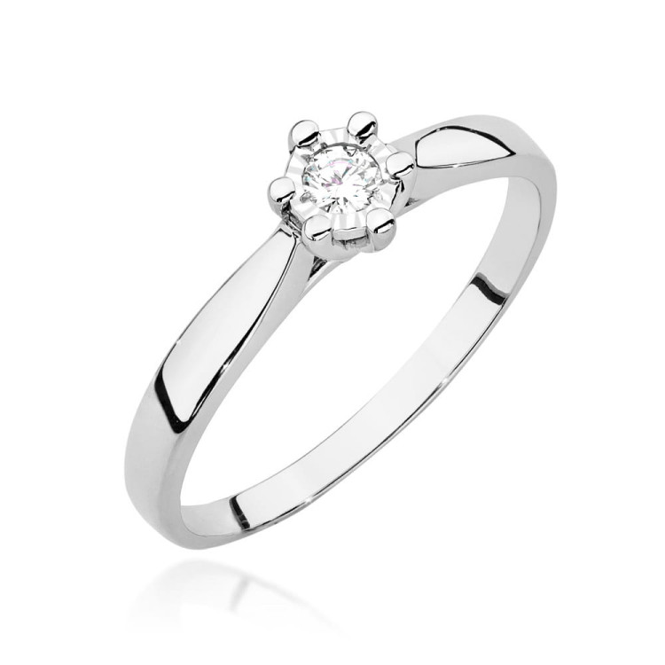Pierścionek W0222BT Diament 0,08ct białe złoto