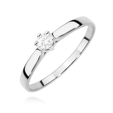 Pierścionek W0222 Diament Laboratoryjny 0,15ct białe złoto