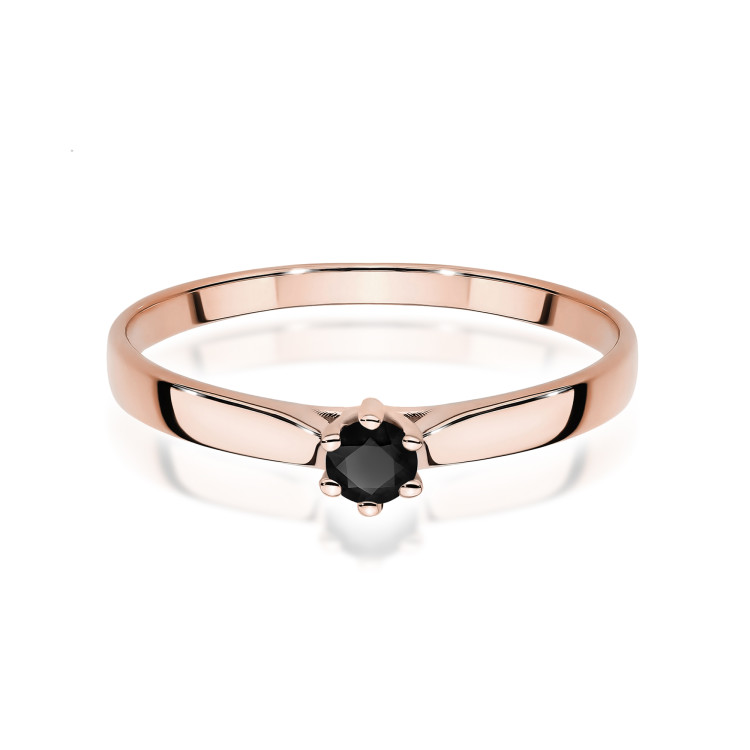Pierścionek z różowego złota z czarnym diamentem - próba 585 0,12CT w0222.R3.DIB.02
