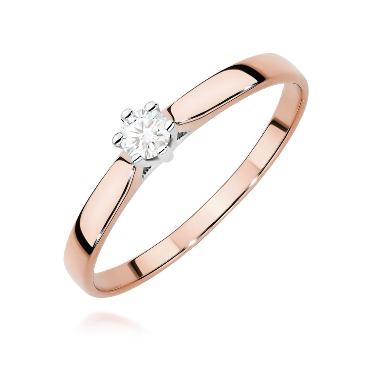 Pierścionek W0222 Diament 0,10ct różowe złoto