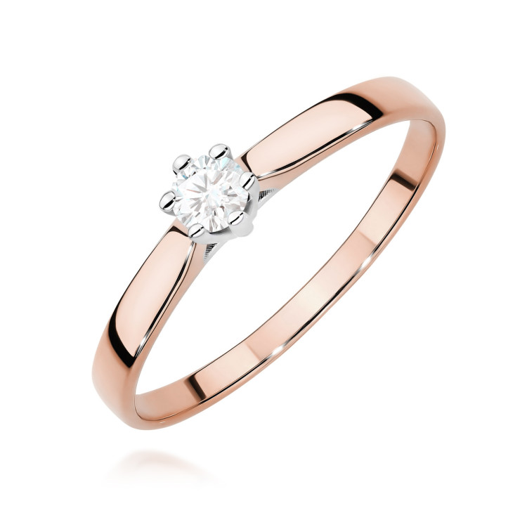 Pierścionek W0222 Diament 0,15ct różowe złoto