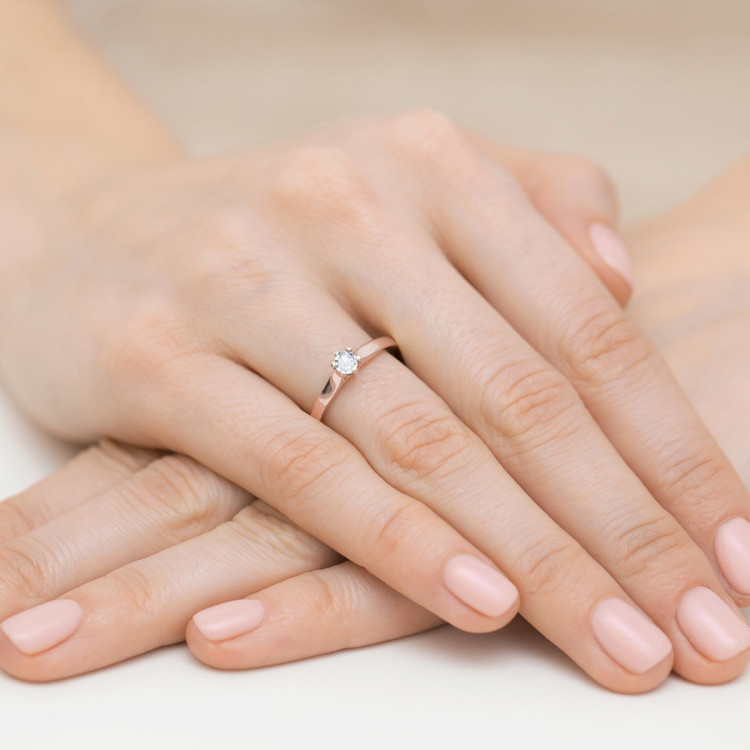 Pierścionek W0222B Diament 0,30ct różowe złoto