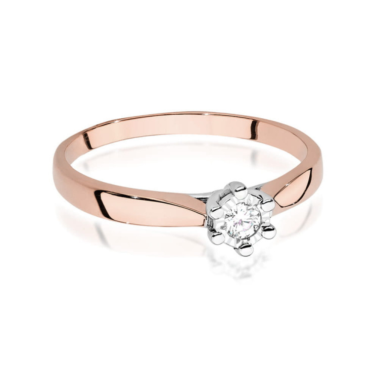 Pierścionek W0222BT Diament 0,08ct różowe złoto