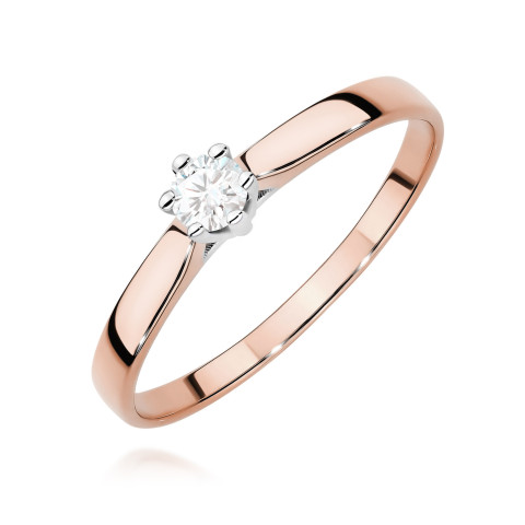 Pierścionek W0222 Diament Laboratoryjny 0,15ct różowe złoto