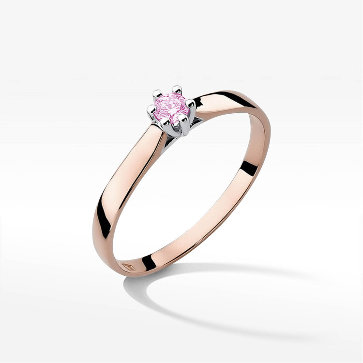 Pierścionek W0222 Topaz Różowy 0,13ct różowe złoto