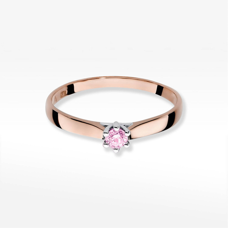 Pierścionek W0222 Topaz Różowy 0,13ct różowe złoto