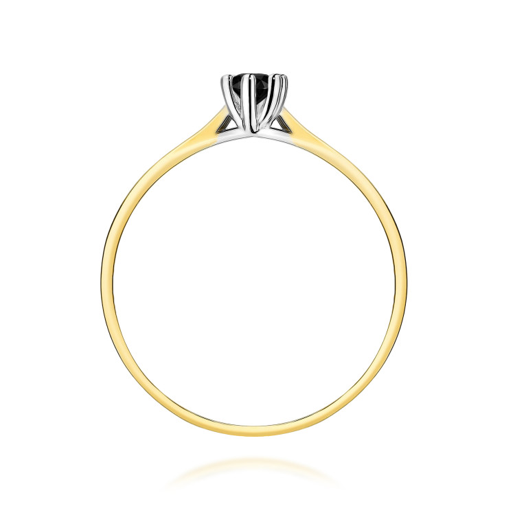 Pierścionek z żółtego złota z czarnym diamentem - próba 585 0,12CT w0222.Z3.DIB.02