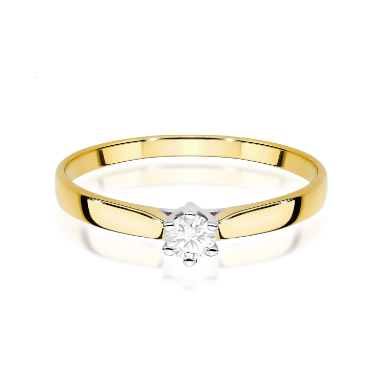 Pierścionek W0222 Diament 0,12ct żółte złoto