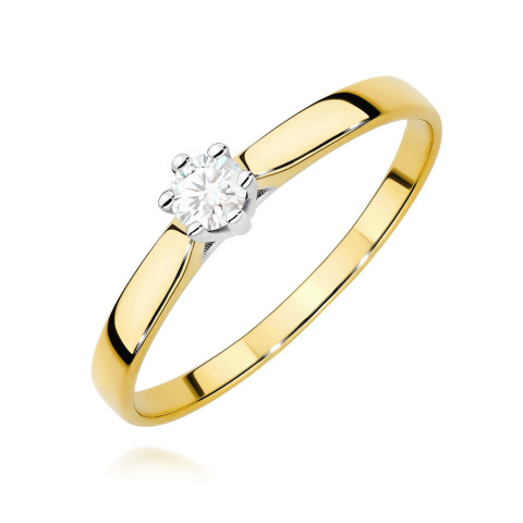 Pierścionek W0222 Diament 0,12ct żółte złoto