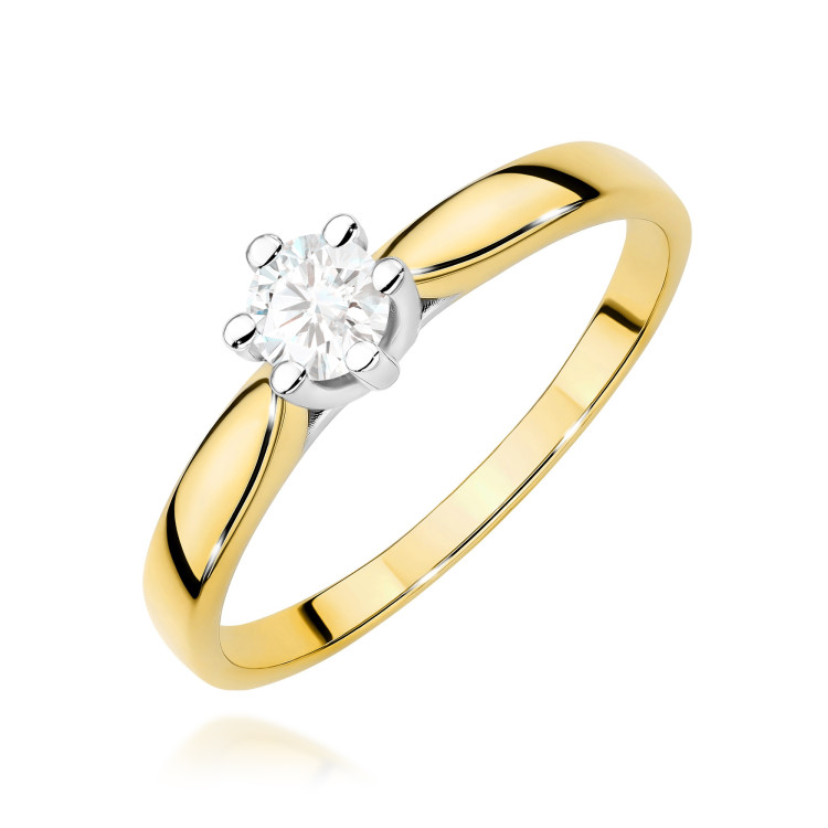 Pierścionek W0222B Diament 0,30ct żółte złoto