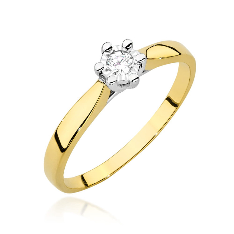 Pierścionek W0222BT Diament 0,08ct żółte złoto