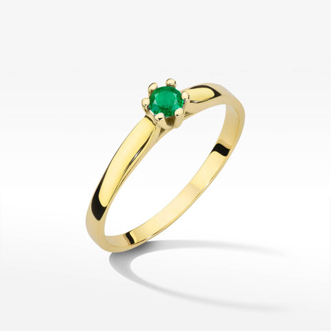 Pierścionek W0222 Szmaragd 0,15ct żółte złoto