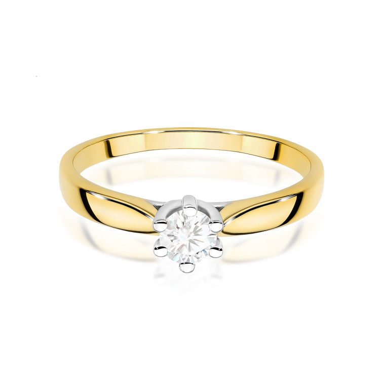 Pierścionek W0222B Diament Laboratoryjny 0,25ct żółte złoto
