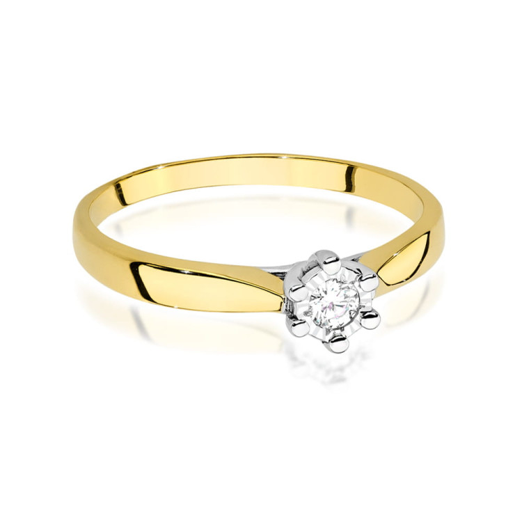 Pierścionek W0222BT Diament laboratoryjny 0,08ct żółte złoto