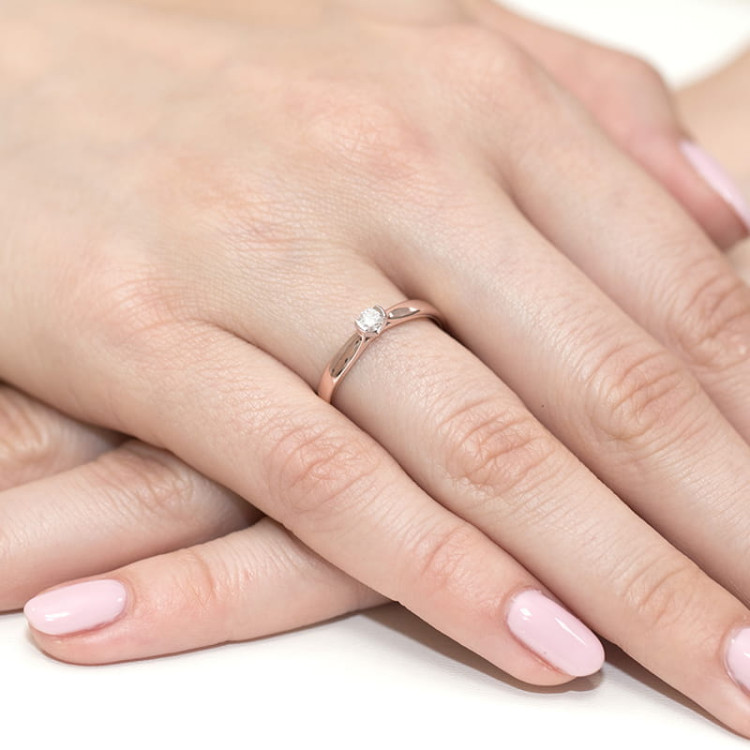 Pierścionek W0223B Diament 0,30ct różowe złoto