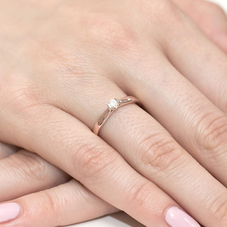 Pierścionek W0223 Diament 0,10ct różowe złoto