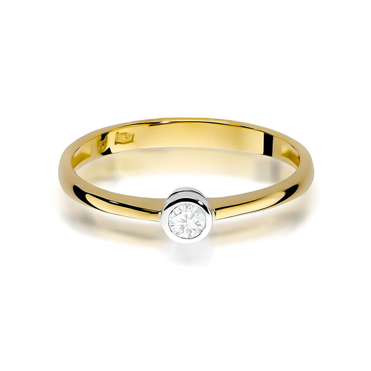 Pierścionek z żółtego złota z diamentem laboratoryjnym - próba 585 0,10CT w0224.Z3.LDW.02