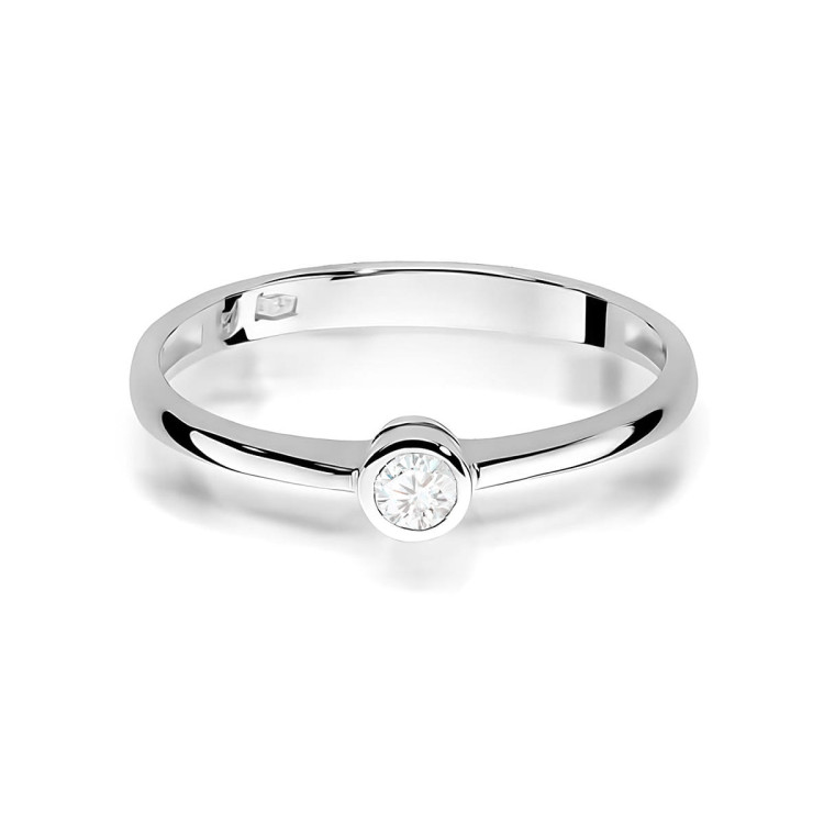 Pierścionek z białego złota z diamentem laboratoryjnym - próba 585 0,10CT w0224.B3.LDW.02