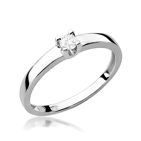 Pierścionek z białego złota z diamentem laboratoryjnym - próba 585 0,10CT w0225.B3.LDW.02