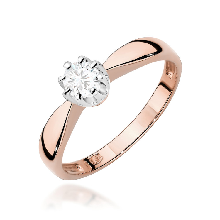Pierścionek W0228 Diament Laboratoryjny 0,25ct różowe złoto