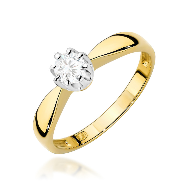 Pierścionek W0228 Diament Laboratoryjny 0,25ct żółte złoto