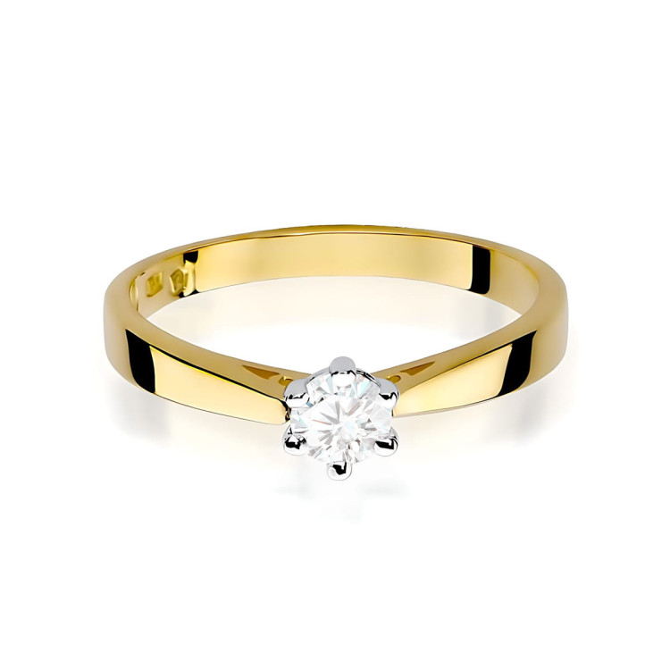 Pierścionek W0229B Diament Laboratoryjny 0,25ct żółte złoto