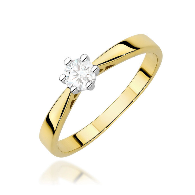 Pierścionek W0229B Diament 0,30ct żółte złoto