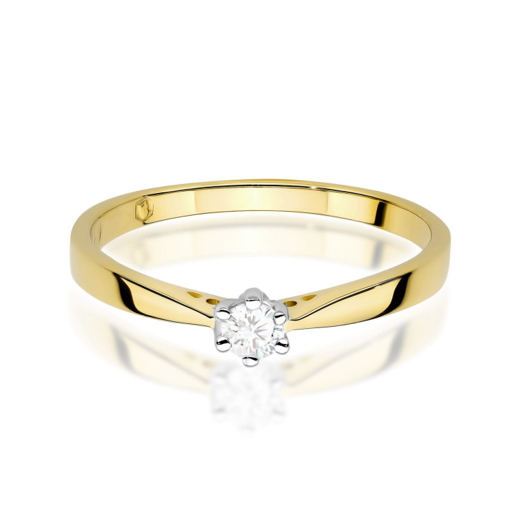 Pierścionek W0229 Diament 0,12ct żółte złoto