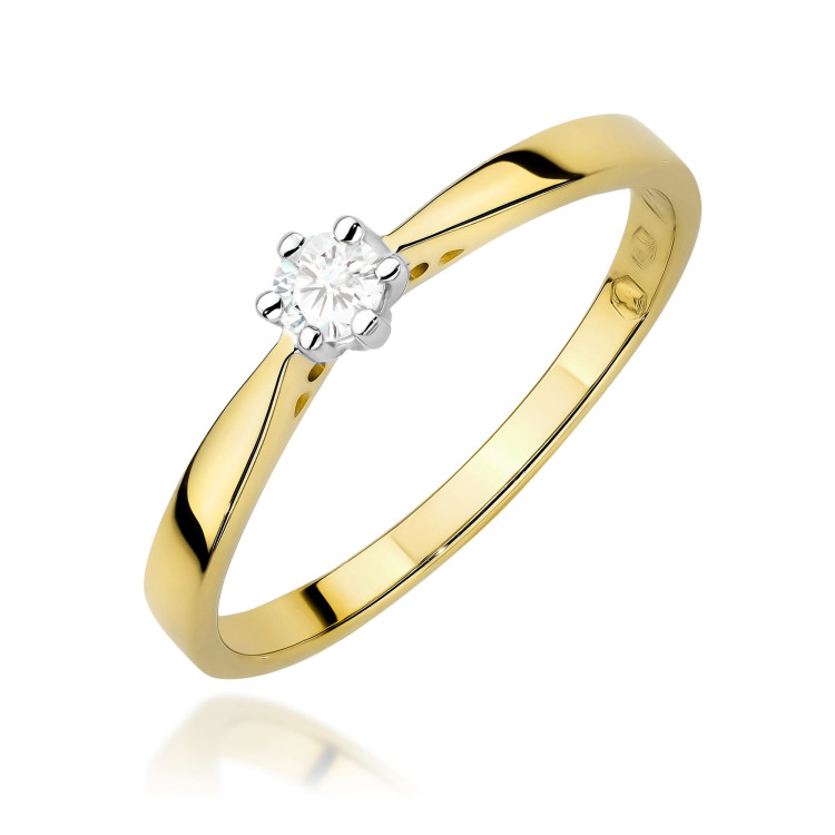 Pierścionek W0229 Diament 0,12ct żółte złoto
