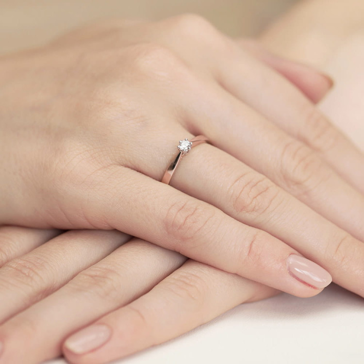 Pierścionek W0229B Diament 0,20ct różowe złoto