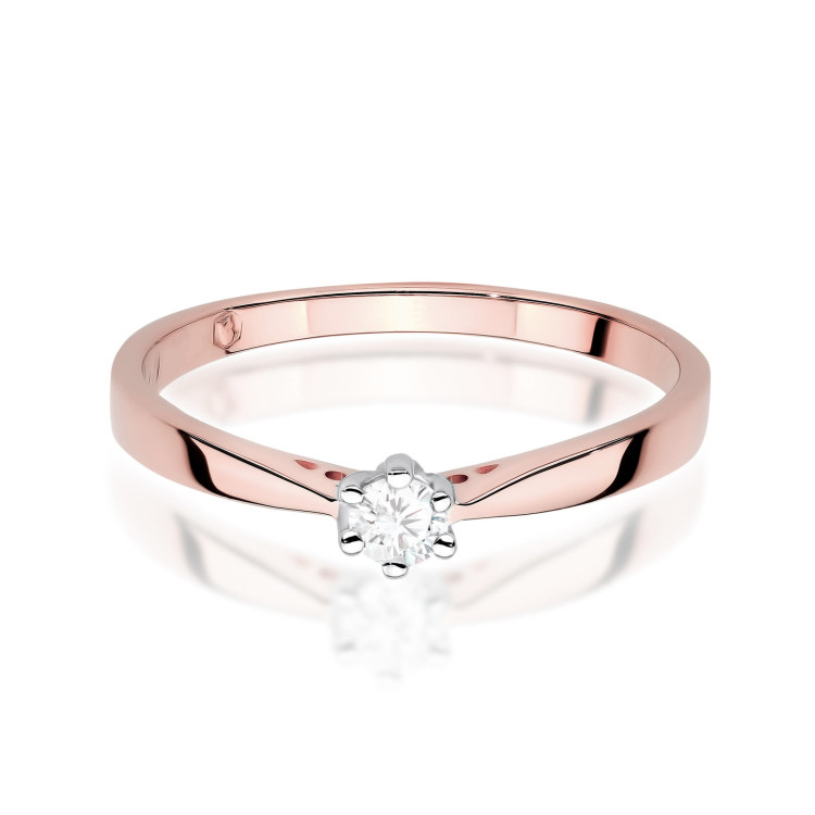 Pierścionek W0229 Diament 0,12ct różowe złoto