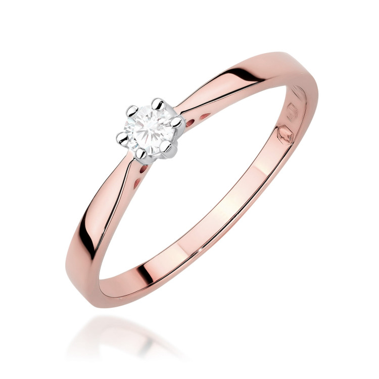 Pierścionek W0229 Diament 0,12ct różowe złoto