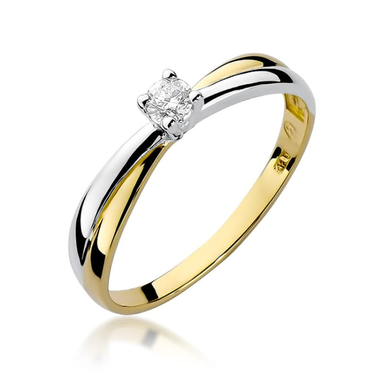 Pierścionek W0230 Diament 0,08ct żółte złoto