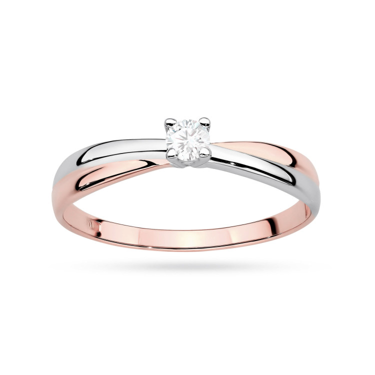 Pierścionek W0230 Diament Laboratoryjny 0,10ct różowe złoto