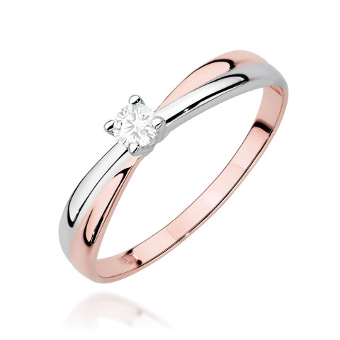 Pierścionek W0230 Diament Laboratoryjny 0,10ct różowe złoto