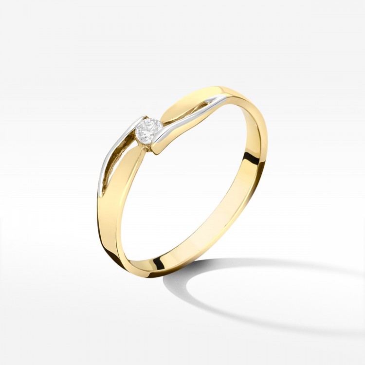 Złoty pierścionek z cyrkonią zaręczynowy rozm.16