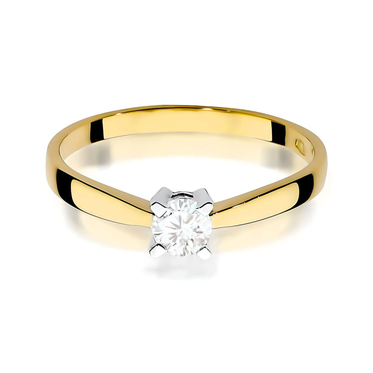 Pierścionek W0242 Diament Laboratoryjny 0,20ct żółte złoto