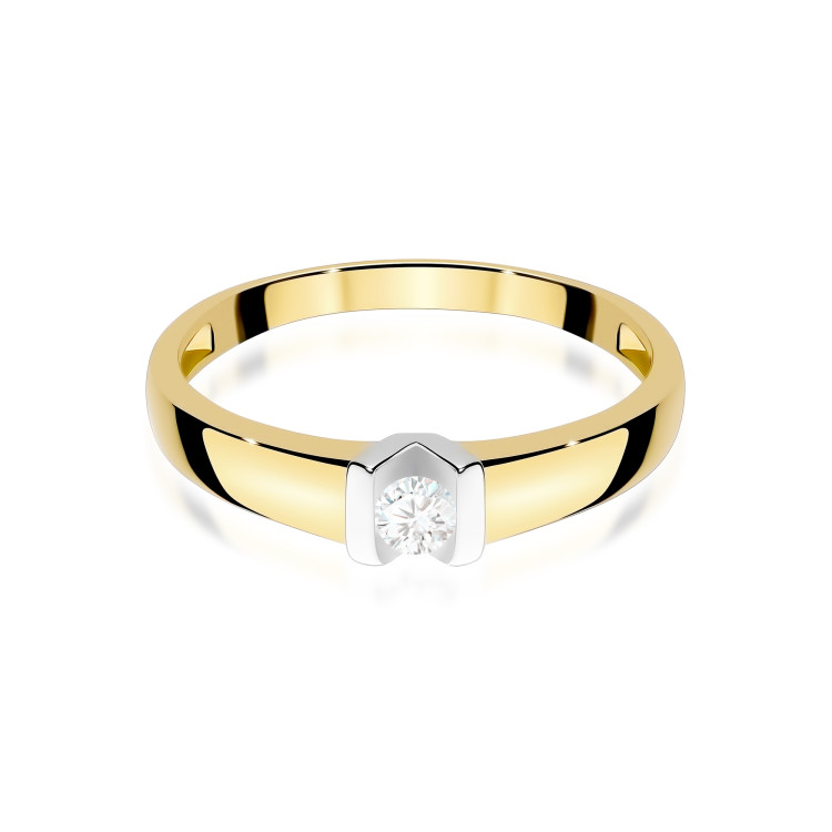 Pierścionek z żółtego złota z diamentem laboratoryjnym - próba 585 0,10CT w0249.Z3.LDW.01