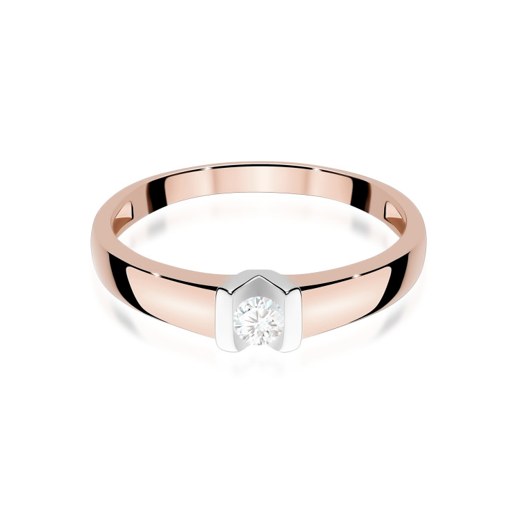 Pierścionek z różowego złota z diamentem laboratoryjnym - próba 585 0,10CT w0249.R3.LDW.01