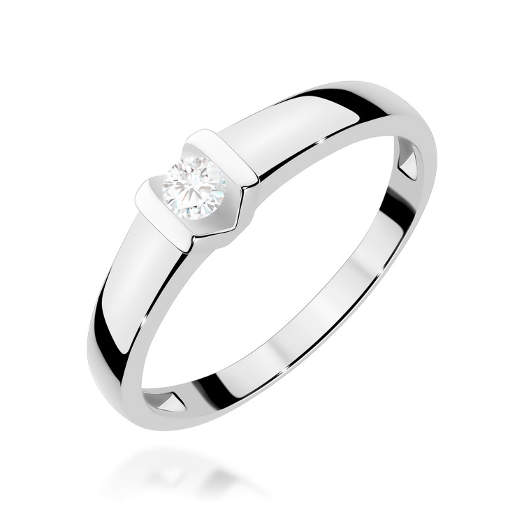 Pierścionek z białego złota z diamentem laboratoryjnym - próba 585 0,10CT w0249.B3.LDW.01