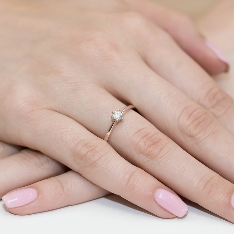 Pierścionek W0256 Diament Laboratoryjny 0,15ct różowe złoto
