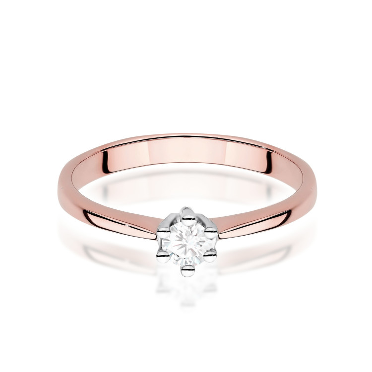 Pierścionek W0256 Diament Laboratoryjny 0,15ct różowe złoto