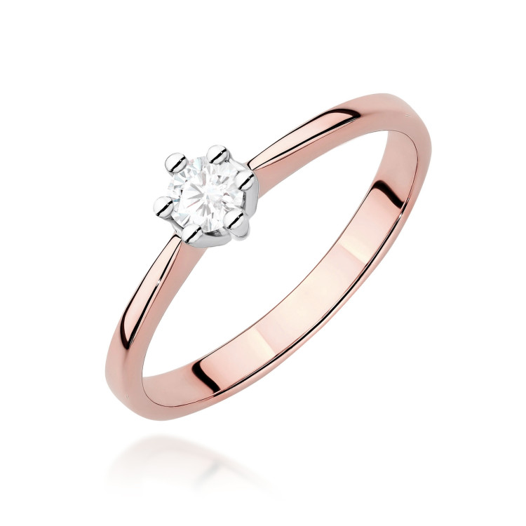Pierścionek W0256 Diament Laboratoryjny 0,15ct różowe złoto