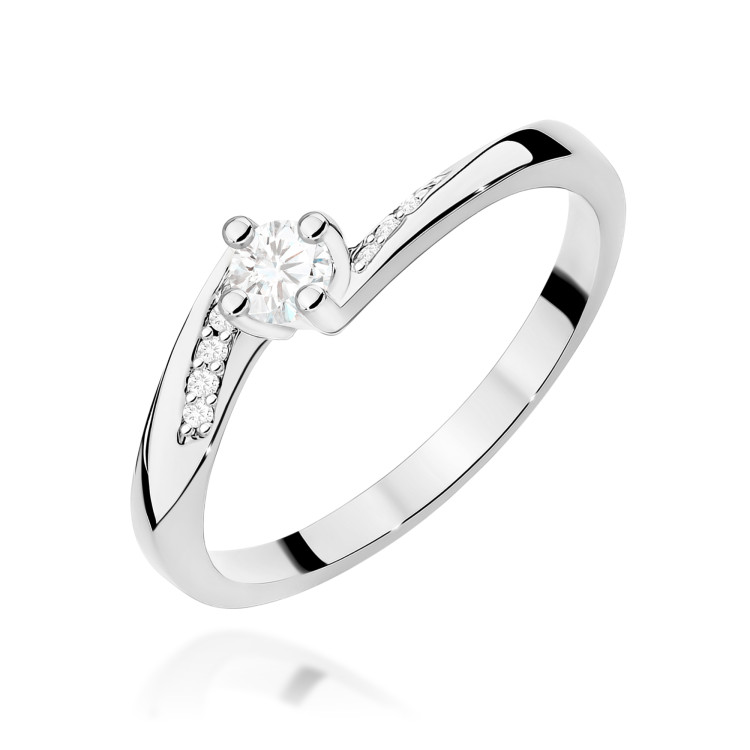 Pierścionek W0262 Diament 0,10ct białe złoto